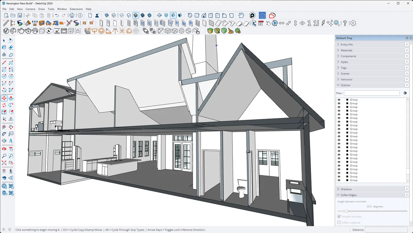 A section cut view of the Shannon house plan by Frusterio