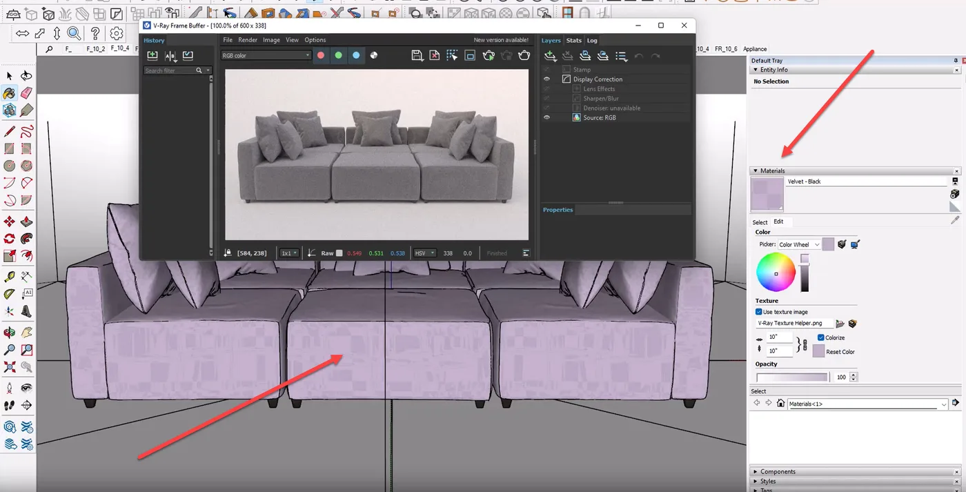 Checkerboard pattern is displayed in SketchUp whenever a procedural texture is used in V-Ray