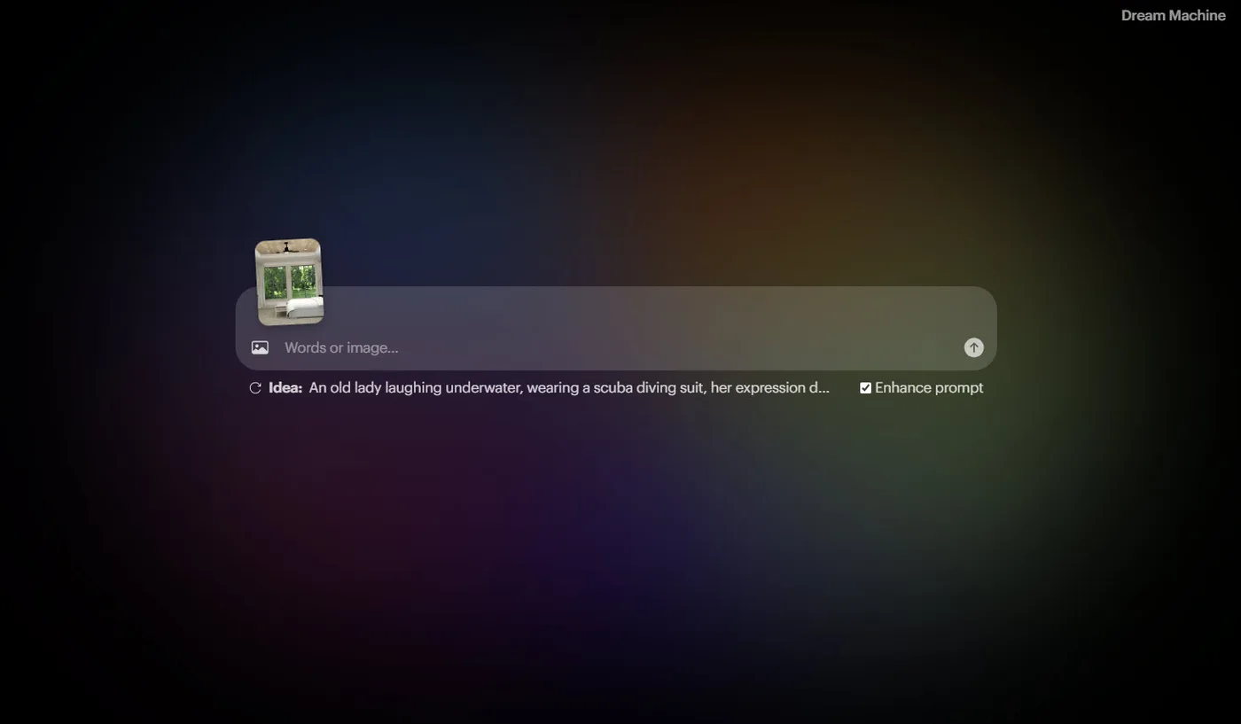 Uploading an image to Dream Machine