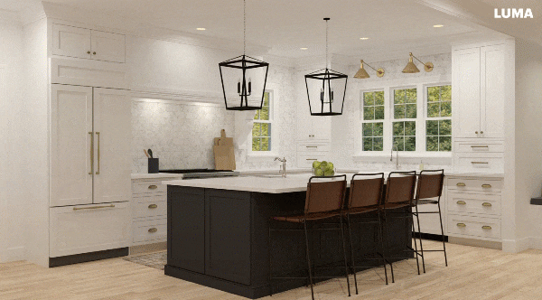 A rendered video from Dream Machine of a kitchen render