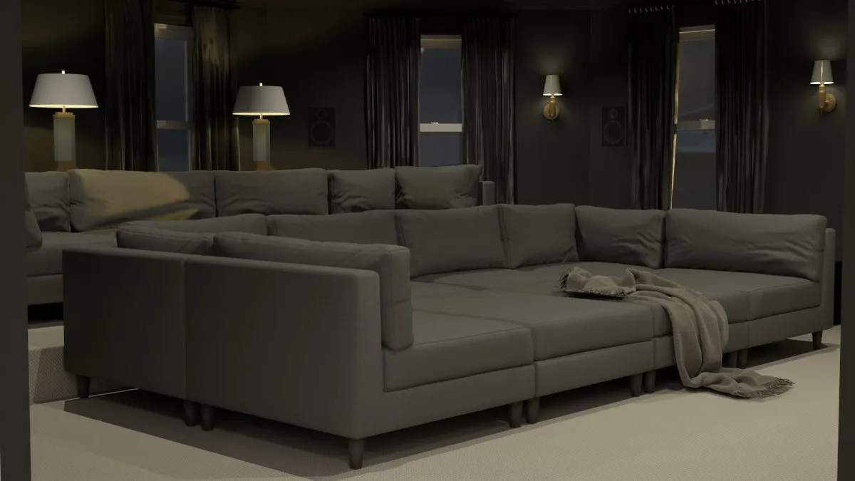 A home theater design we created using SketchUp and V-Ray