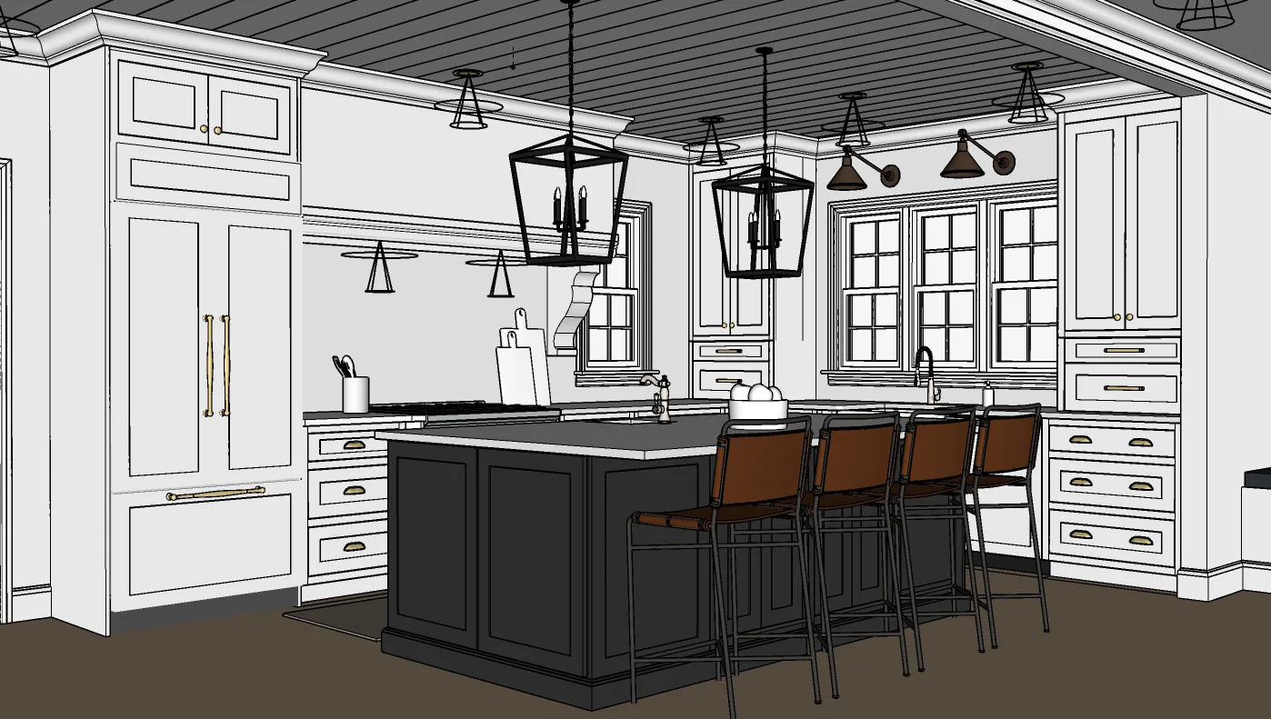 An example of a kitchen modeled using SketchUp