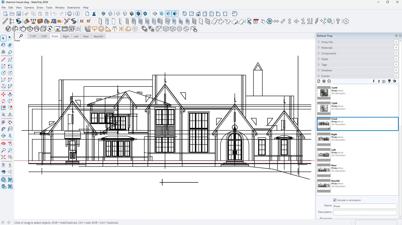 An example of an export from AutoCAD of DWG files, then imported into SketchUp.
