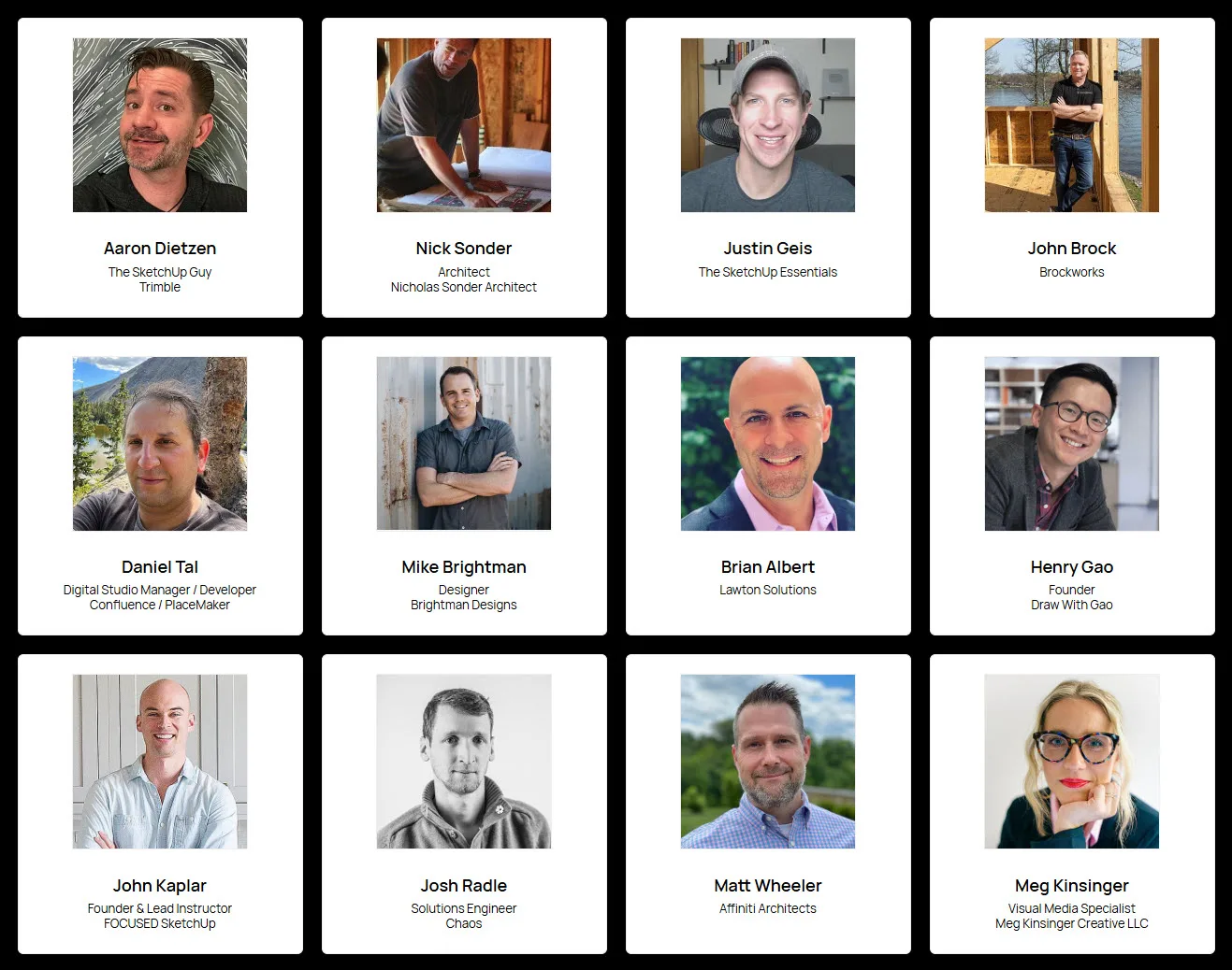 The presenter lineup at the 2025 SketchUp Summit