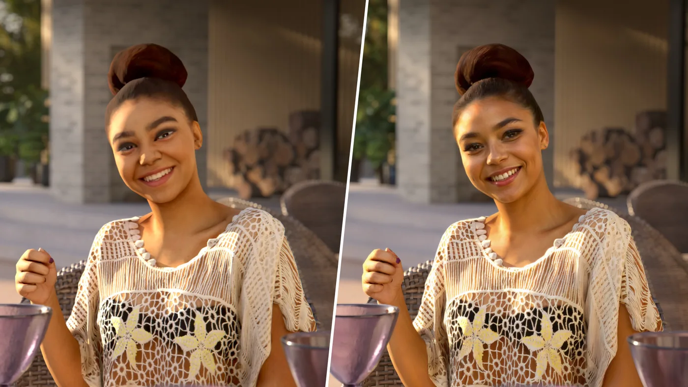 Applies machine-learning techniques to enhance render output with intelligent upscaling and detail refinement.