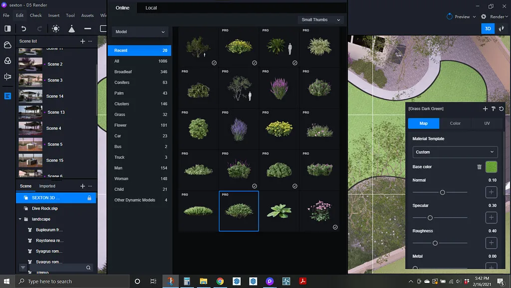 D5 Render has a large collection of over 30,000 materials and models to choose from