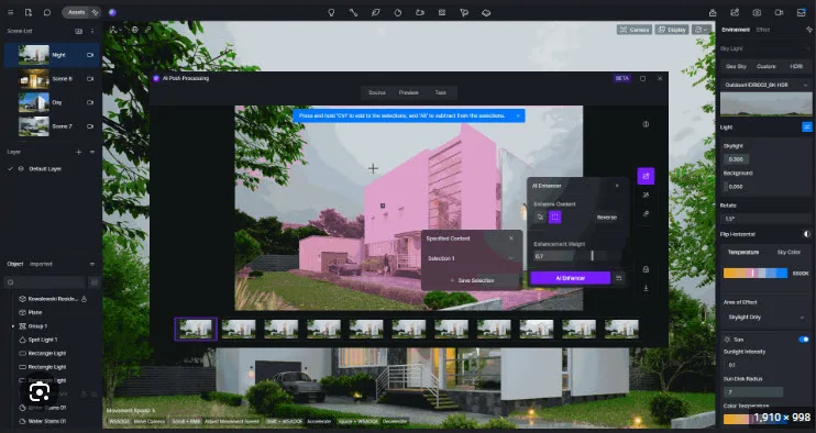 AI Post Image processing in D5 Render