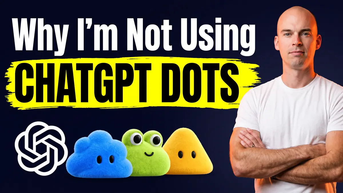 John Kaplar arms crossed beside ChatGPT logo and three cartoon dot characters on dark navy background