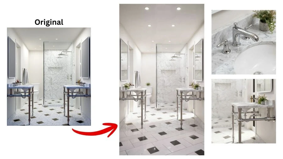 AI render enhancement before-and-after comparison