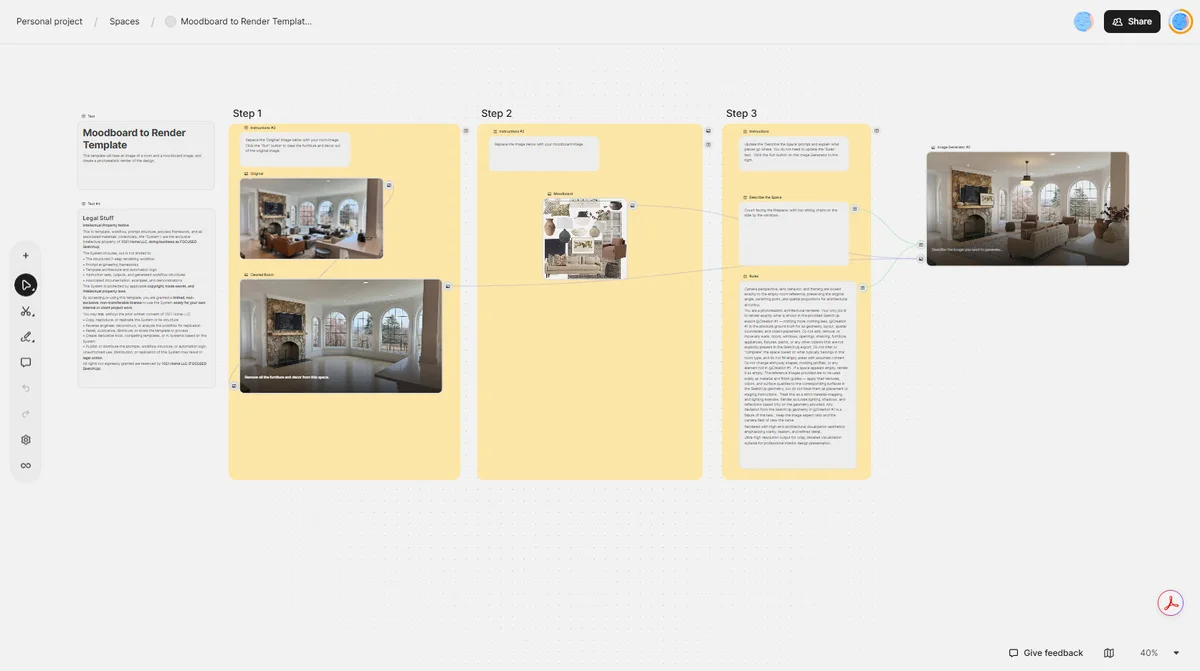 Moodboard to Render Template - turn a moodboard into a rendered space