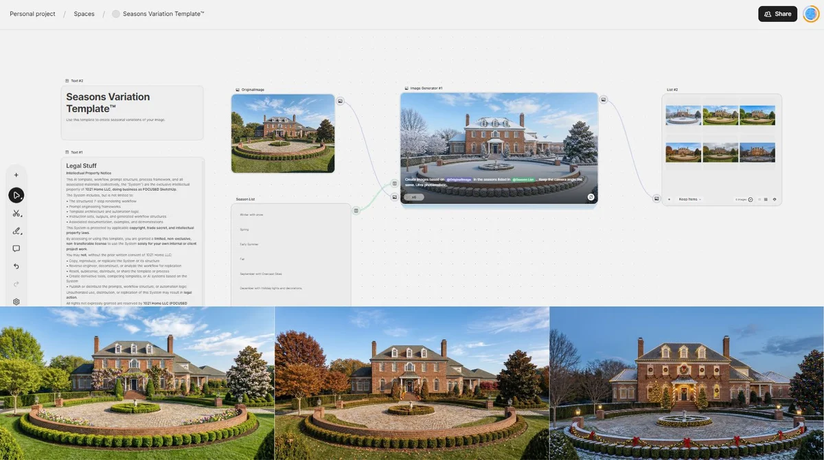 Seasons Variation Template - six seasonal variations of one space