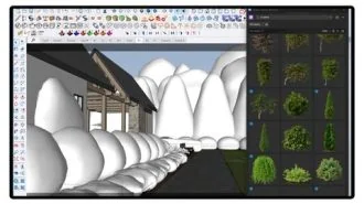 Day 6 - planting bushes, adding trees, furniture, and outdoor kitchen elements