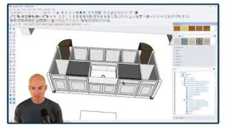 Module 3 - modeling the kitchen from scratch including cabinetry, range hood, island, and scullery