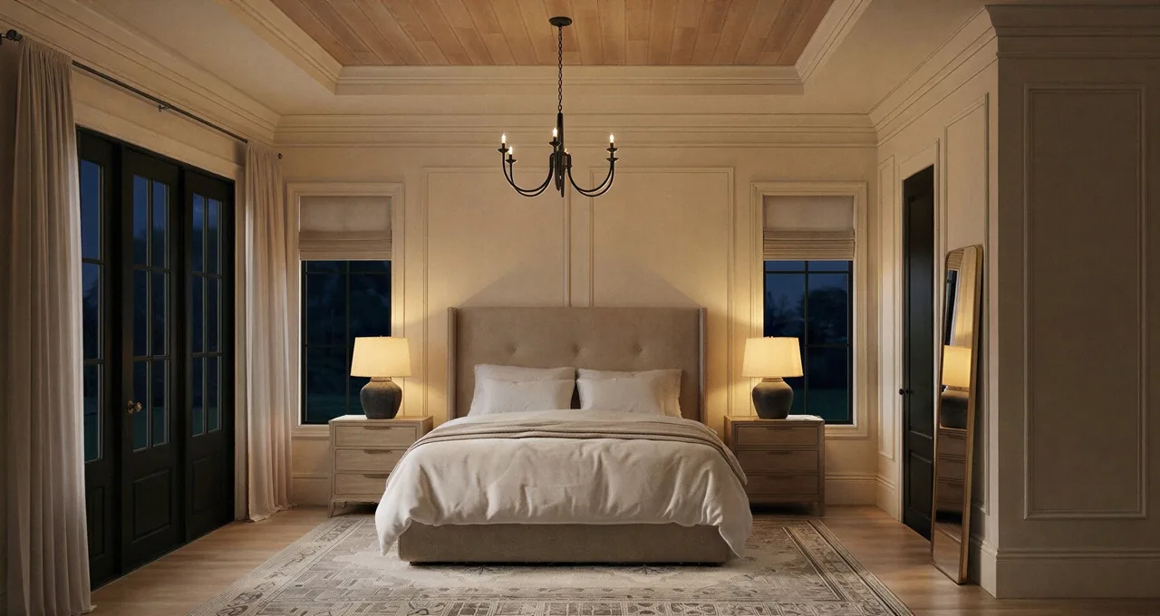 Photorealistic bedroom and interior renders created with the FOCUSED workflow