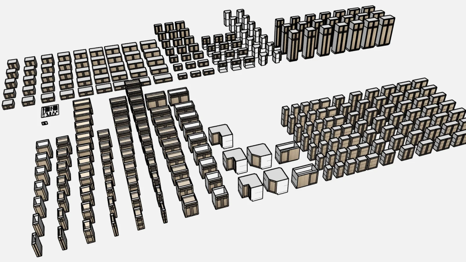 Frameless Shaker Cabinet Pack - render 1