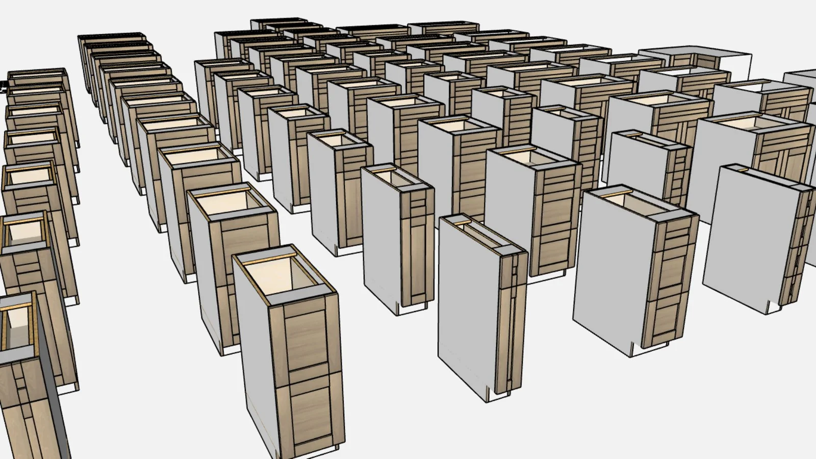 Frameless Shaker Cabinet Pack - render 2