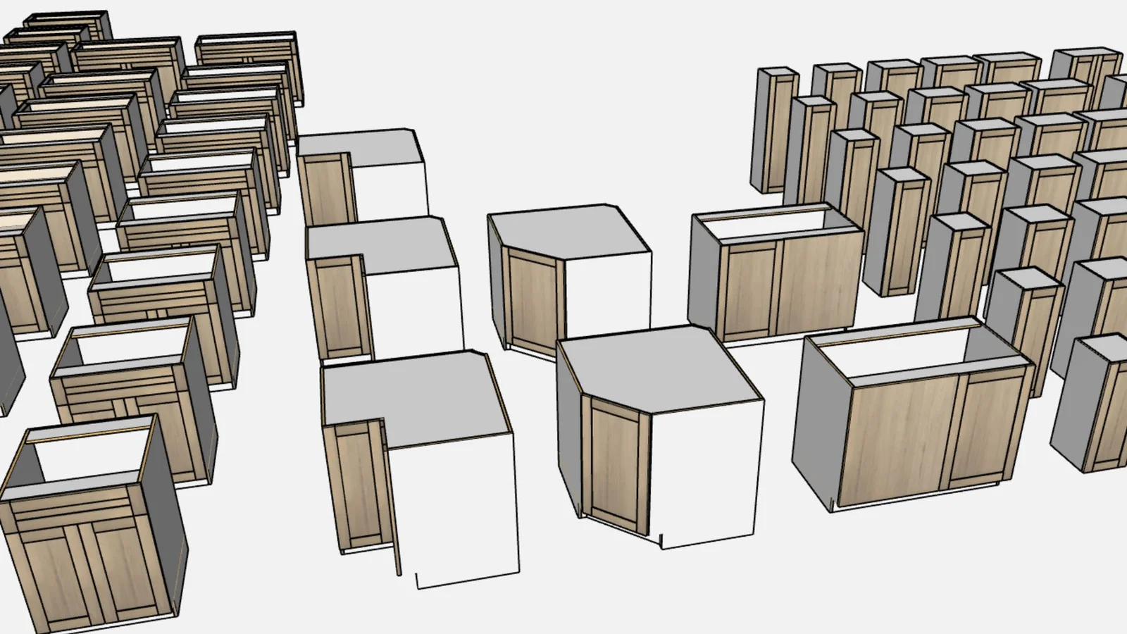 Frameless Shaker Cabinet Pack - render 3