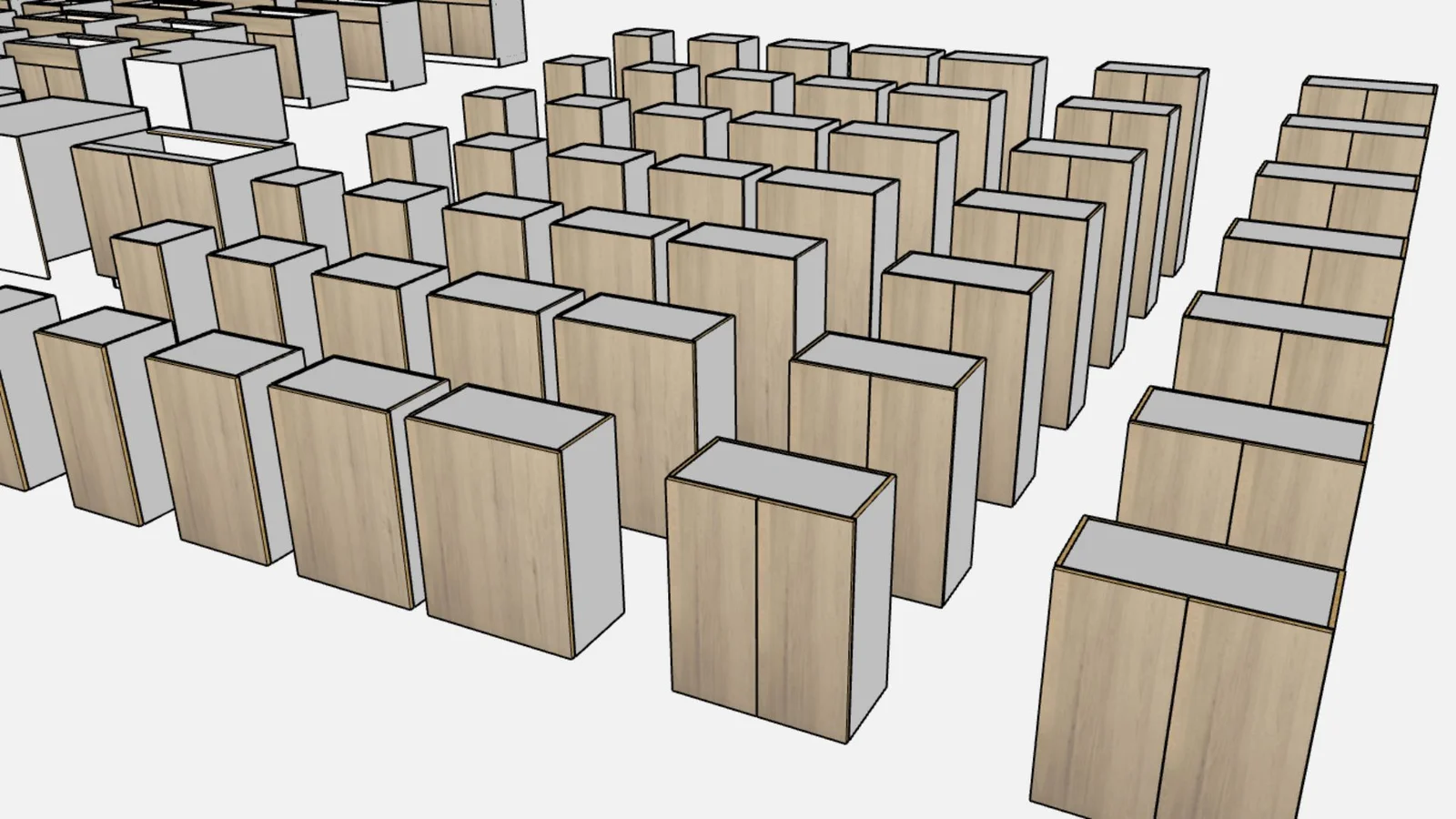 Frameless Slab Cabinet Pack - render 1