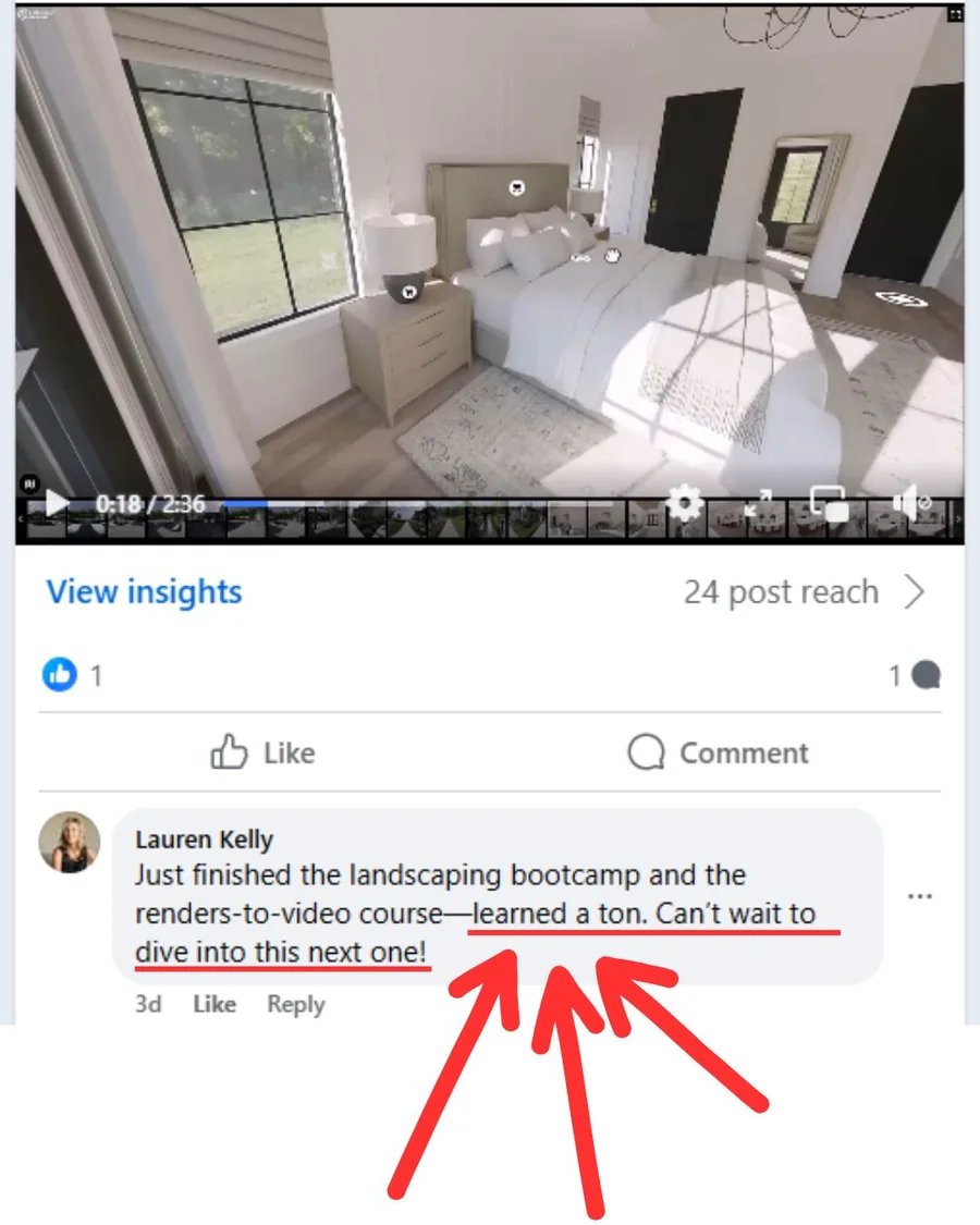 FOCUSED SketchUp student Facebook review